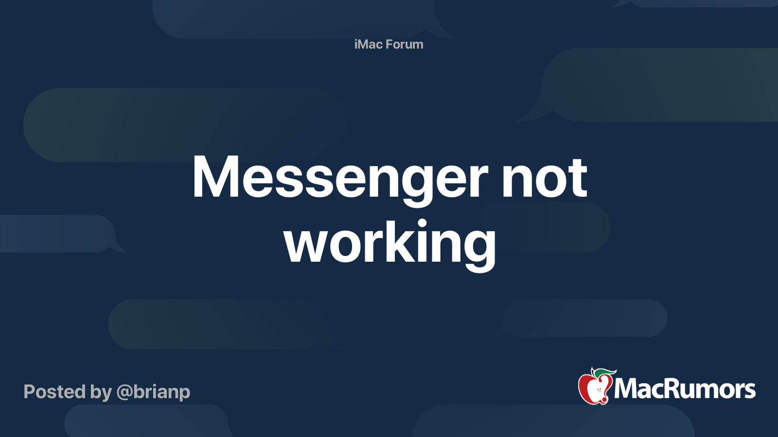 Messenger not working | MacRumors Forums