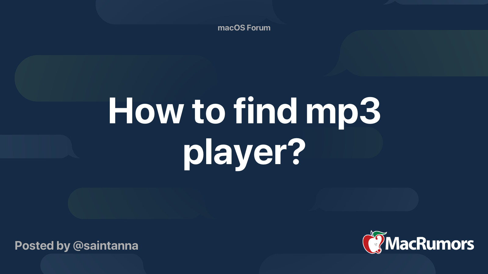 How to find mp3 player? MacRumors Forums