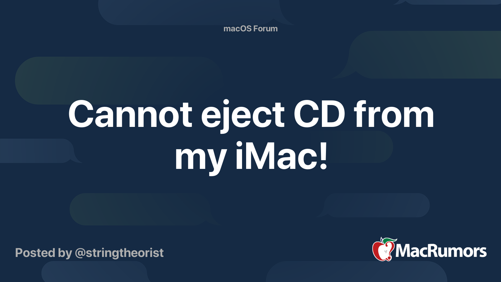 Cannot eject CD from my iMac! MacRumors Forums