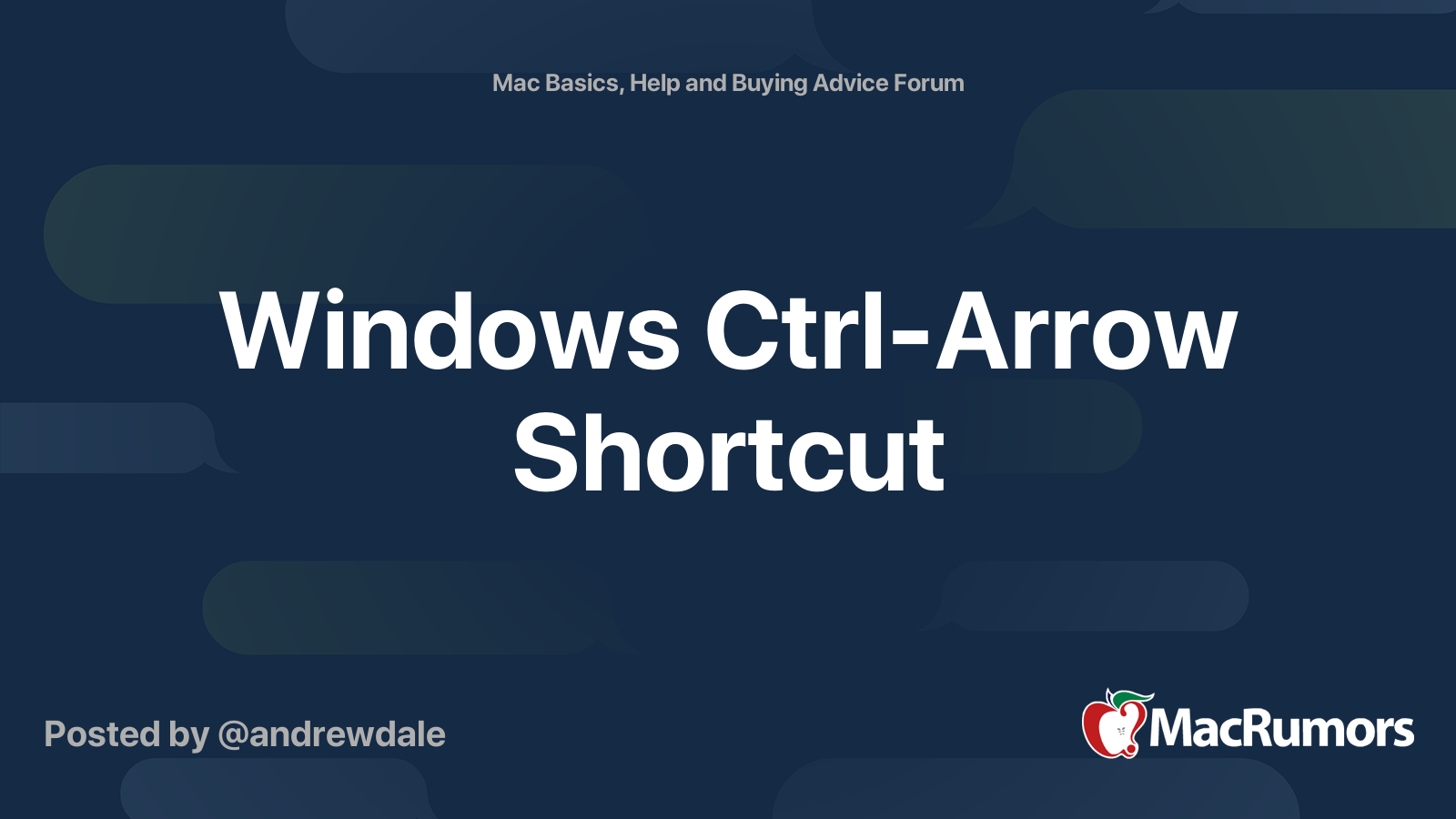 Windows CtrlArrow Shortcut MacRumors Forums