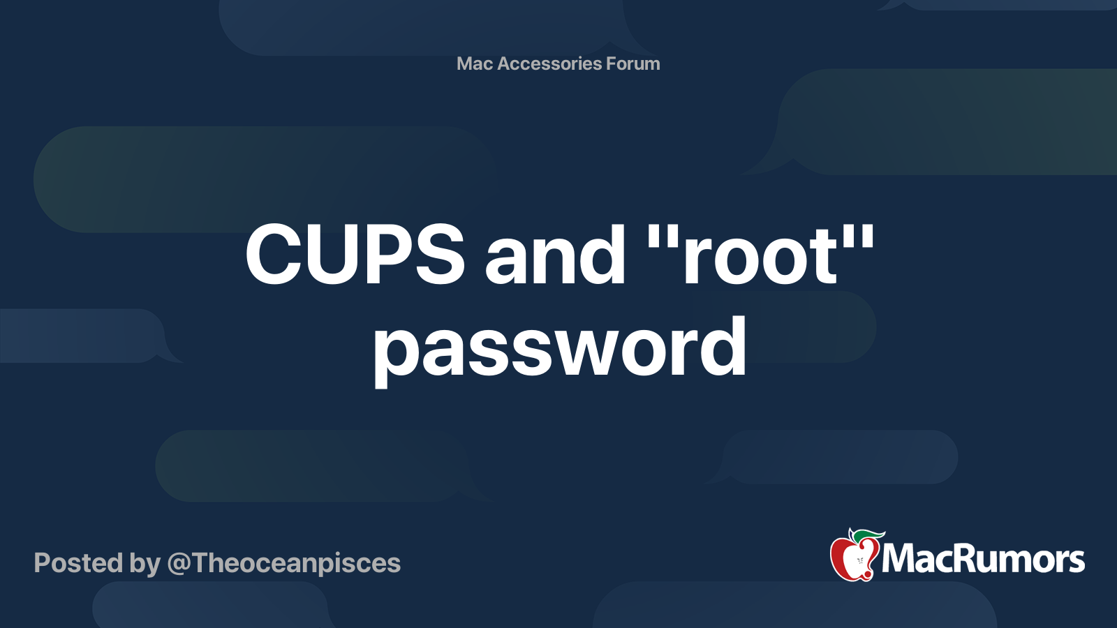 CUPS and "root" password MacRumors Forums