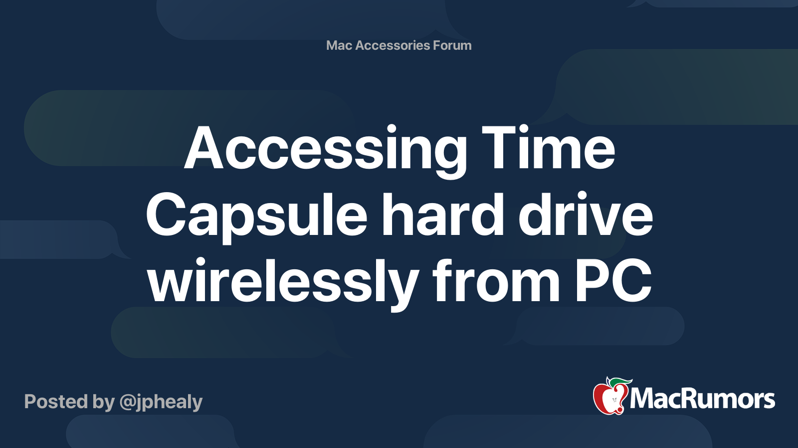 Accessing Time Capsule hard drive wirelessly from PC | MacRumors Forums