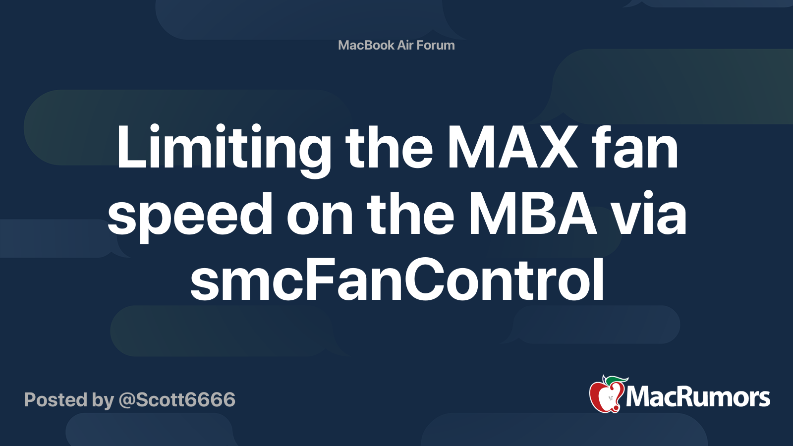 Limiting the MAX fan speed on the MBA via smcFanControl | MacRumors Forums