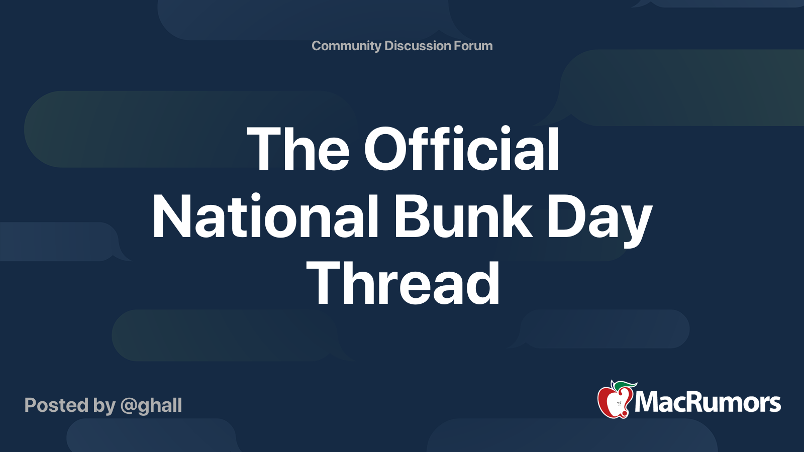 The Official National Bunk Day Thread MacRumors Forums