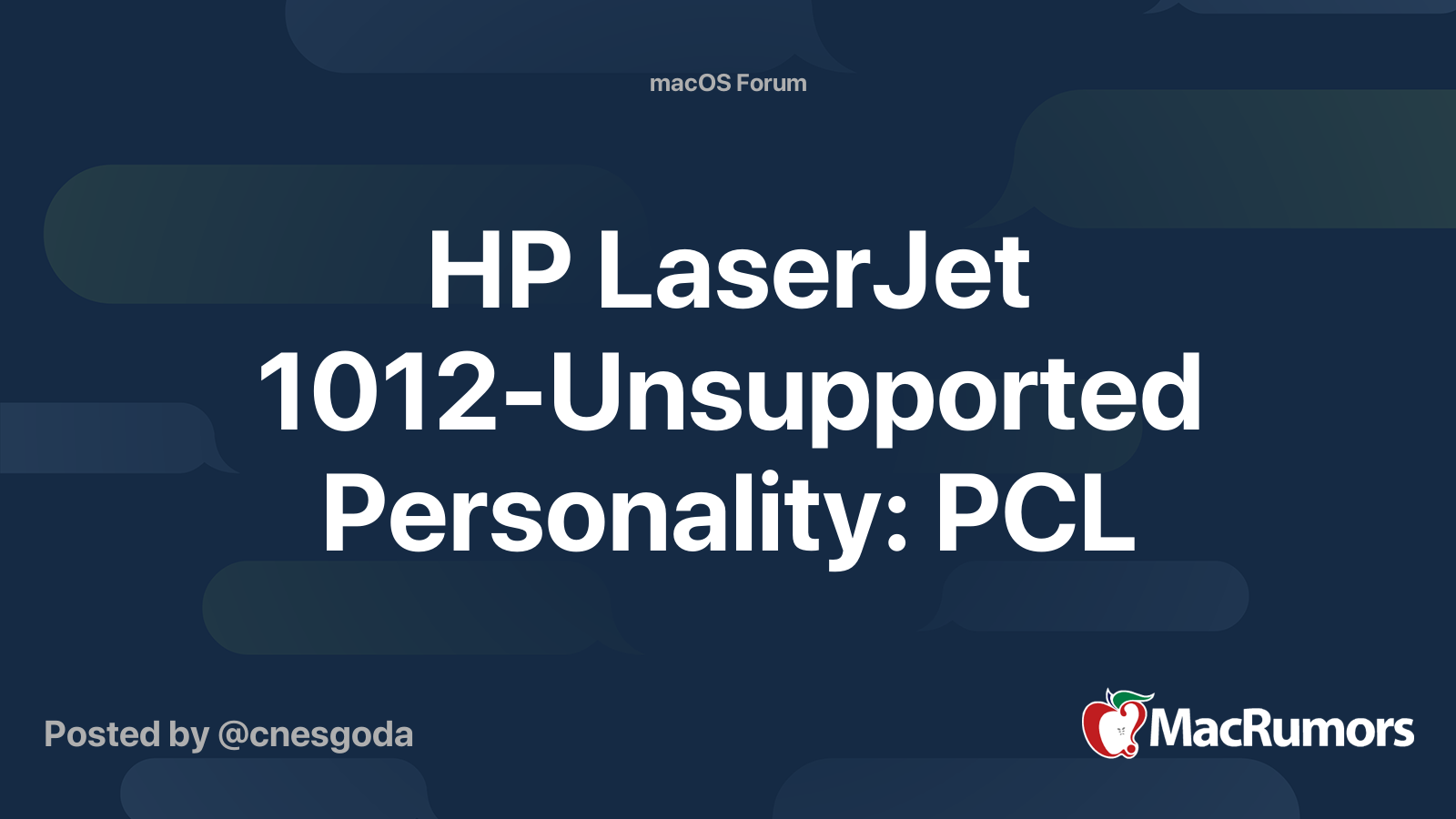 HP LaserJet 1012Unsupported Personality PCL MacRumors Forums