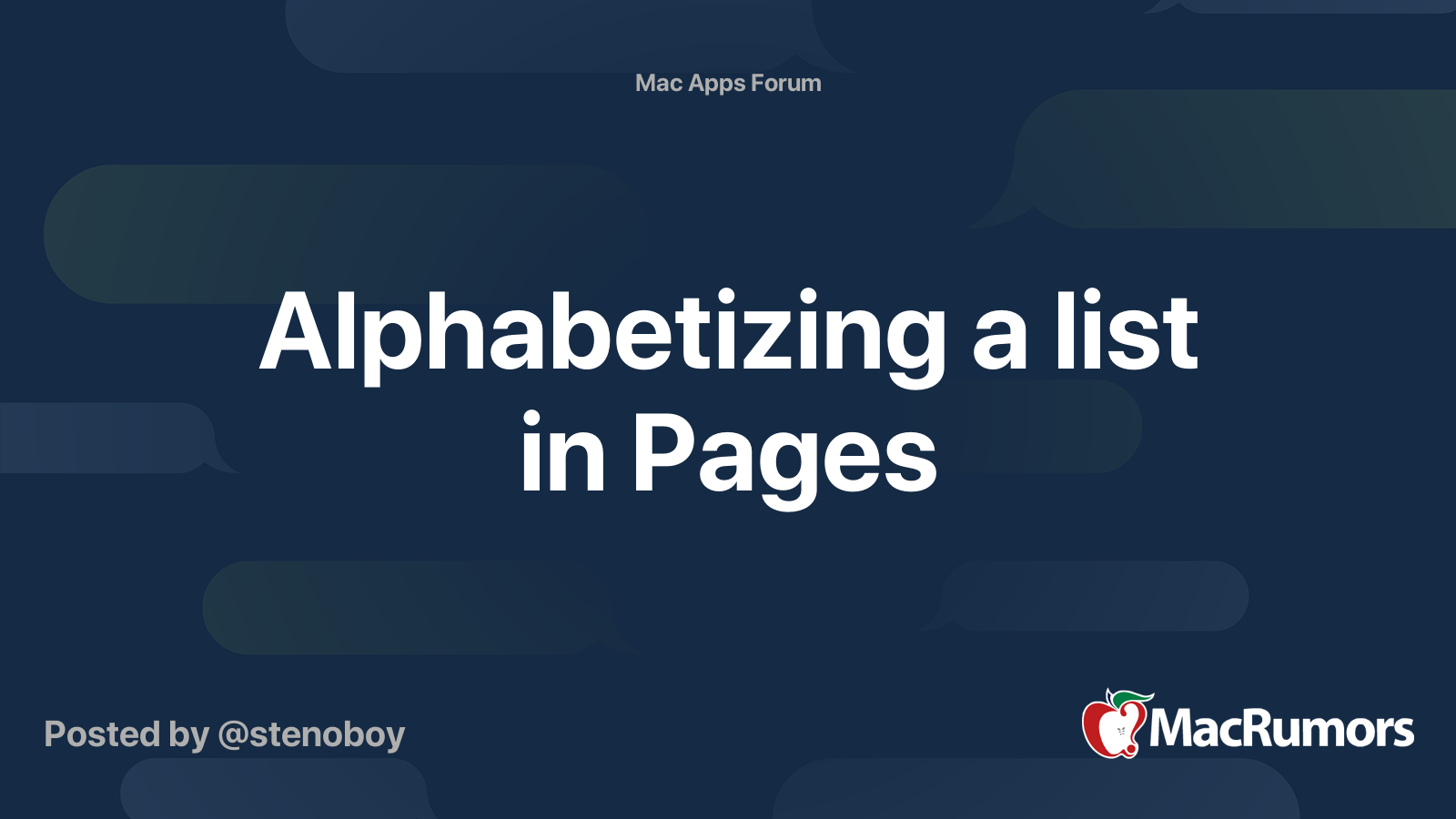 Alphabetizing A List In Pages Macrumors Forums