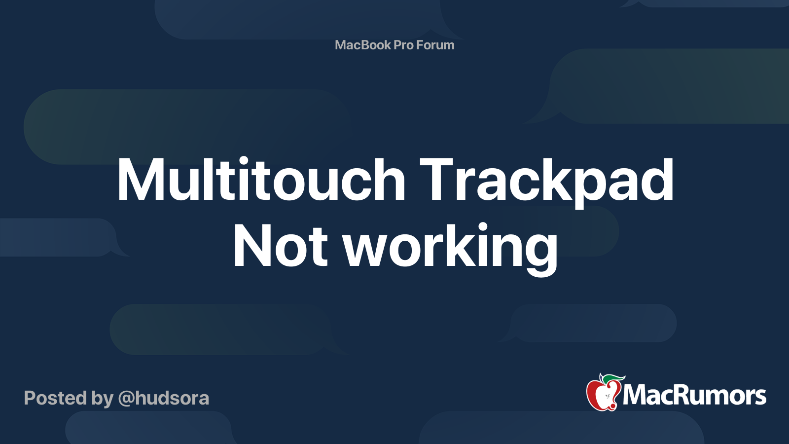 Multitouch Trackpad Not working MacRumors Forums