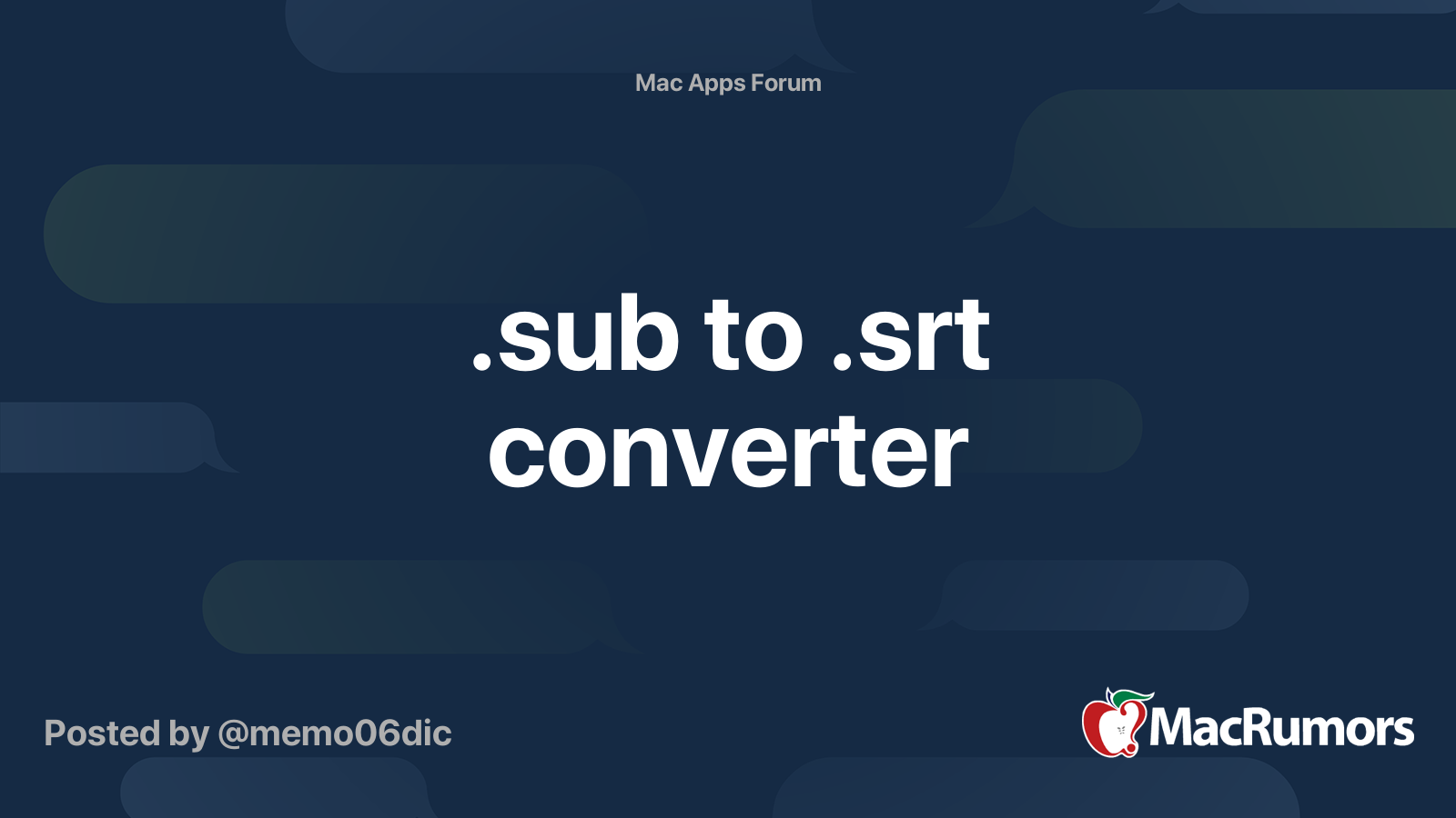 .sub to .srt converter MacRumors Forums