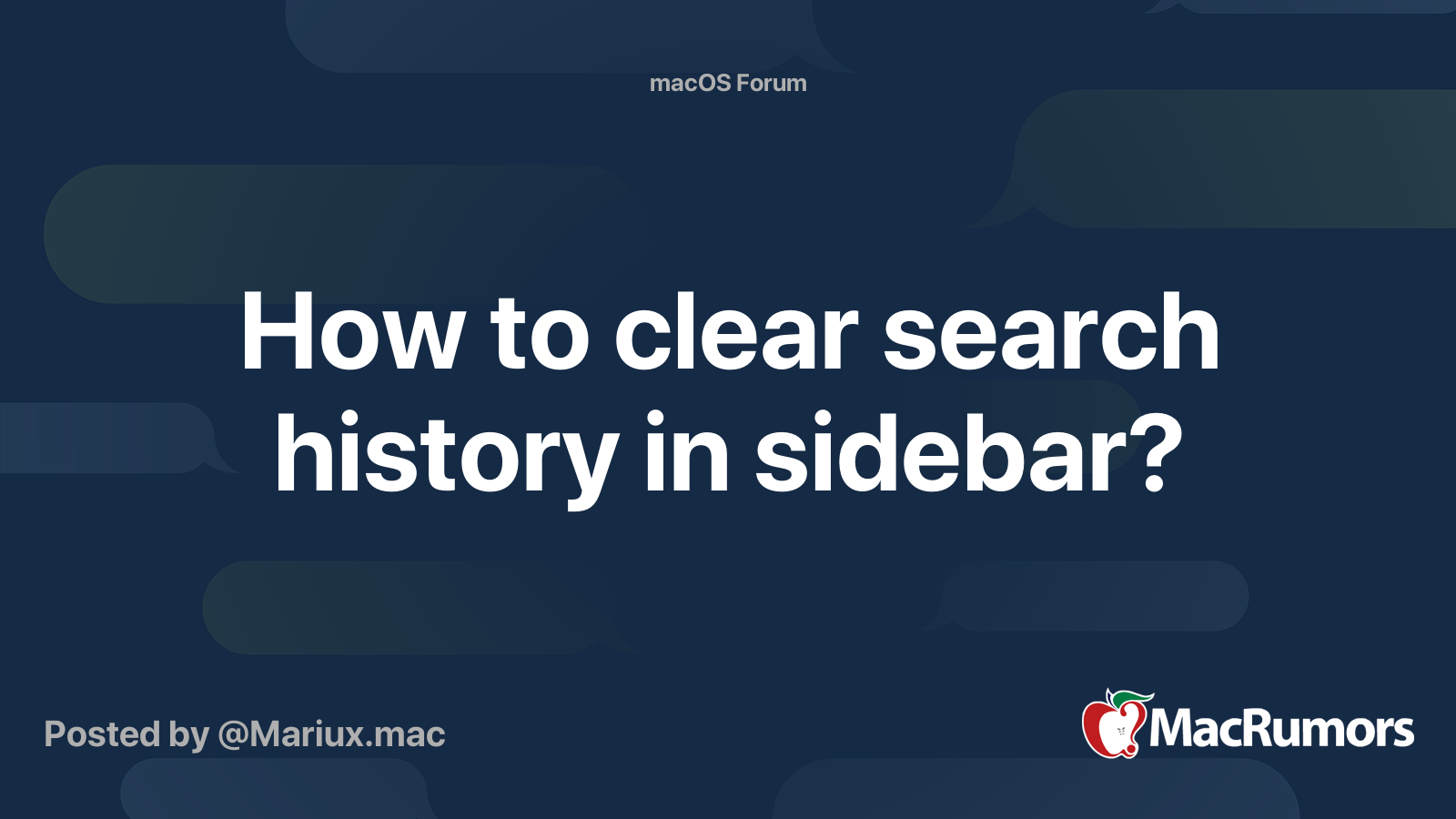 How to clear search history in sidebar? MacRumors Forums