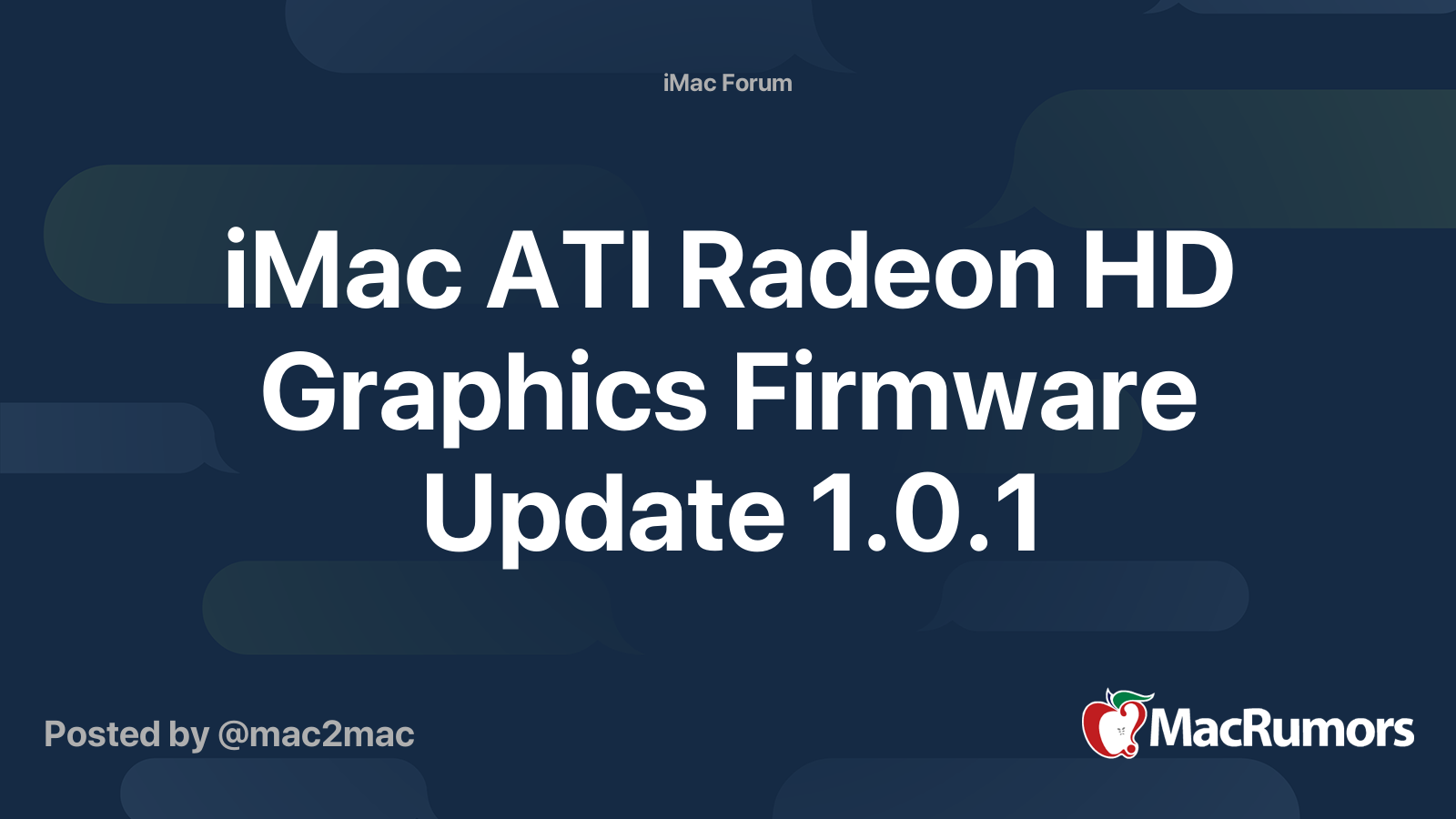 iMac ATI Radeon HD Graphics Firmware Update 1.0.1 MacRumors Forums