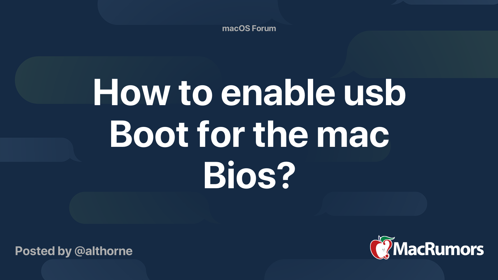 How to enable usb Boot for the mac Bios? | MacRumors Forums