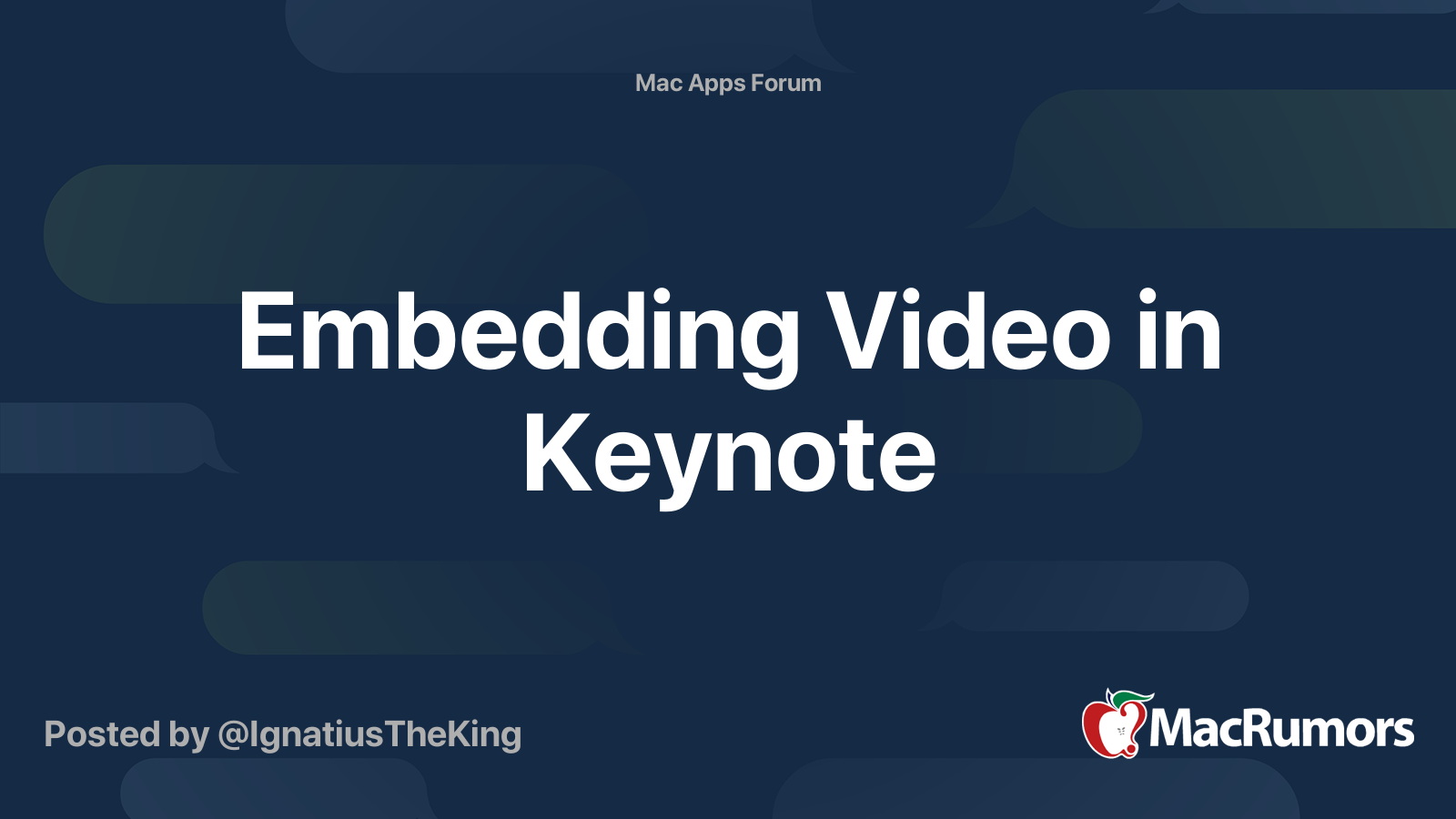 Embedding Video in Keynote MacRumors Forums