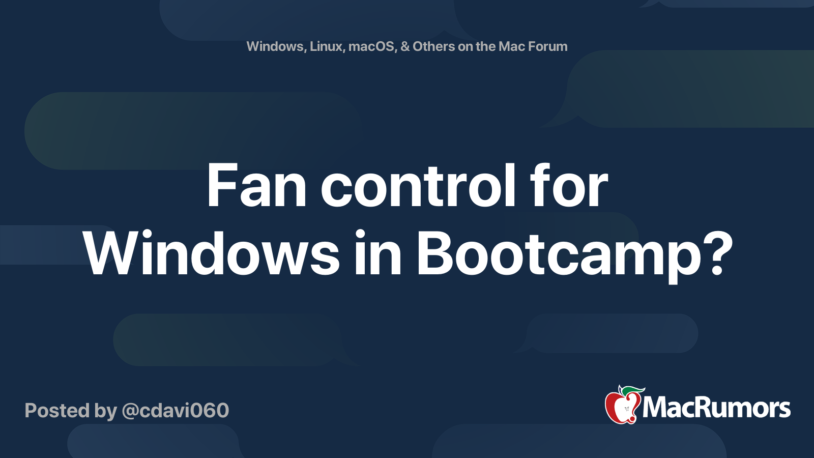 Fan control for Windows in Bootcamp? MacRumors Forums