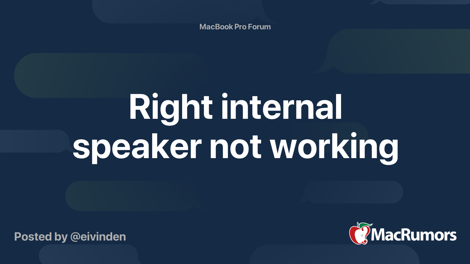 Right internal speaker not working MacRumors Forums