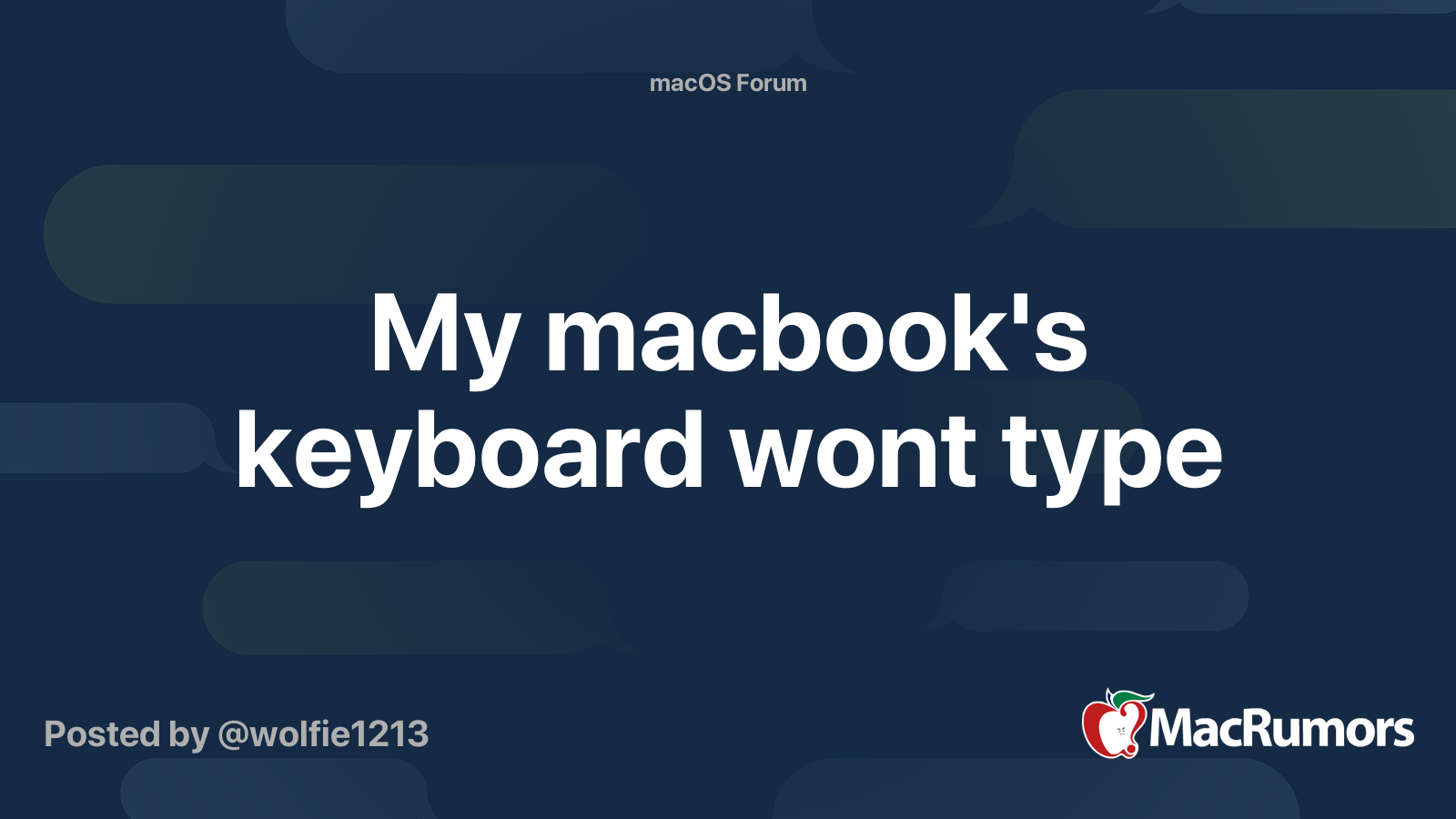 My macbook's keyboard wont type MacRumors Forums