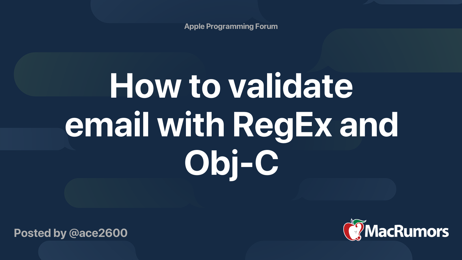 How to validate email with RegEx and Obj-C | MacRumors Forums