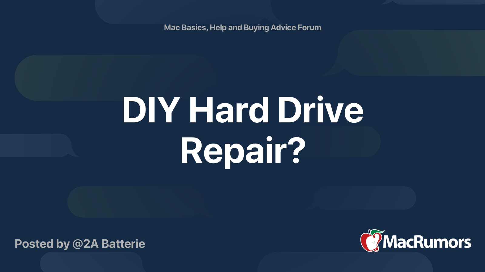 DIY Hard Drive Repair? | MacRumors Forums