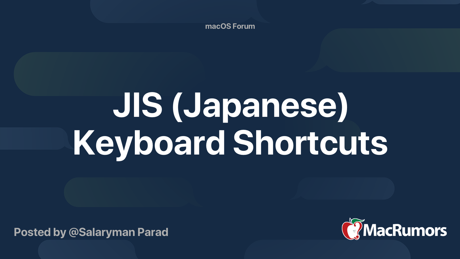 JIS (Japanese) Keyboard Shortcuts MacRumors Forums