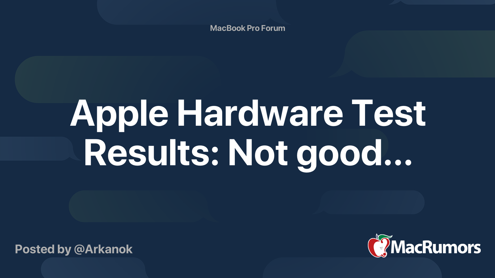 Apple Hardware Test Results Not good... MacRumors Forums