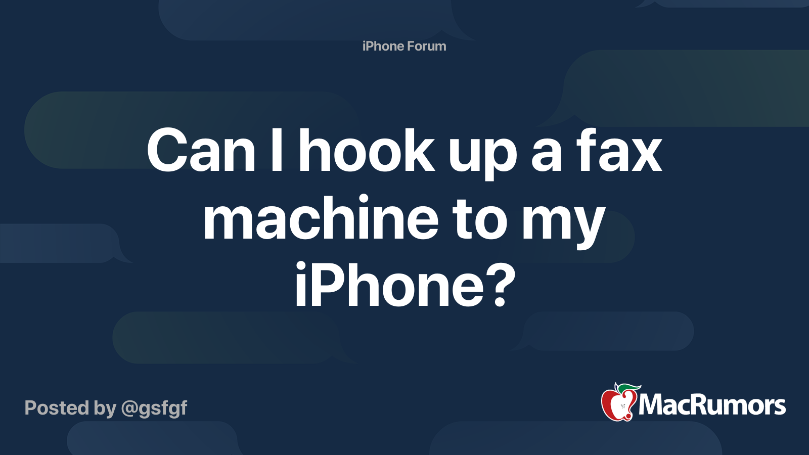 Can I hook up a fax machine to my iPhone? MacRumors Forums