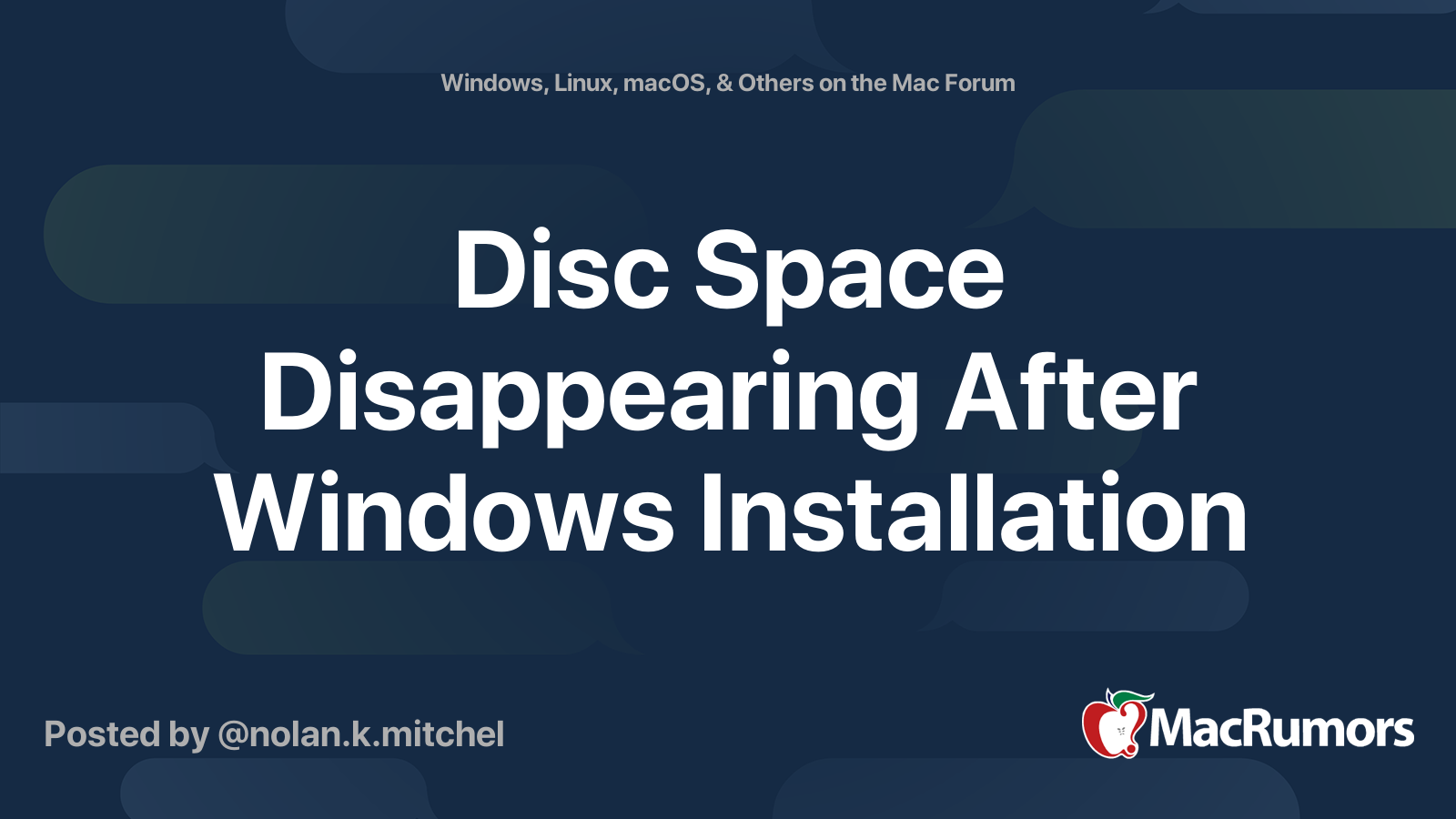 Disc Space Disappearing After Windows Installation MacRumors Forums