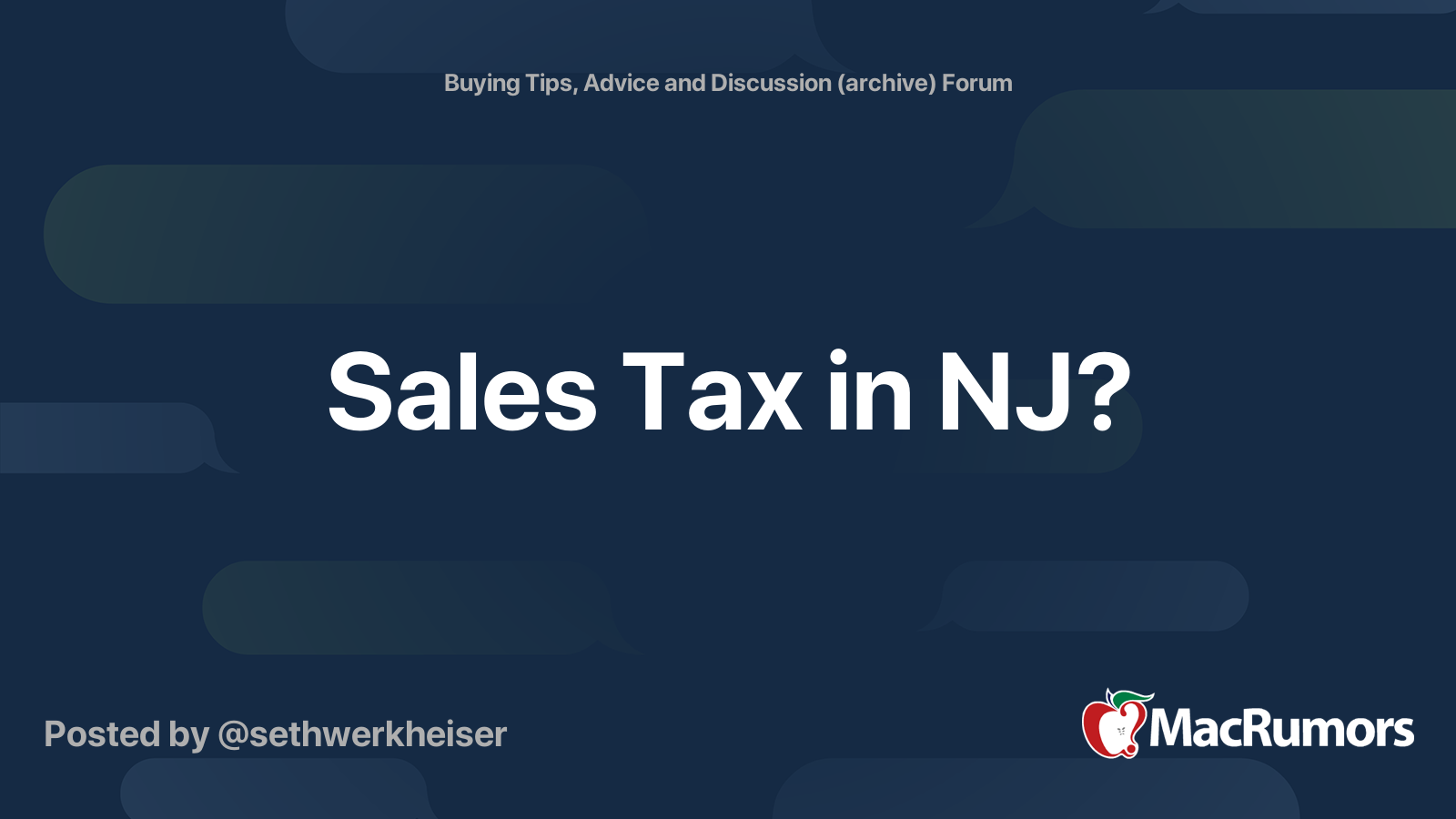 Sales Tax in NJ? MacRumors Forums