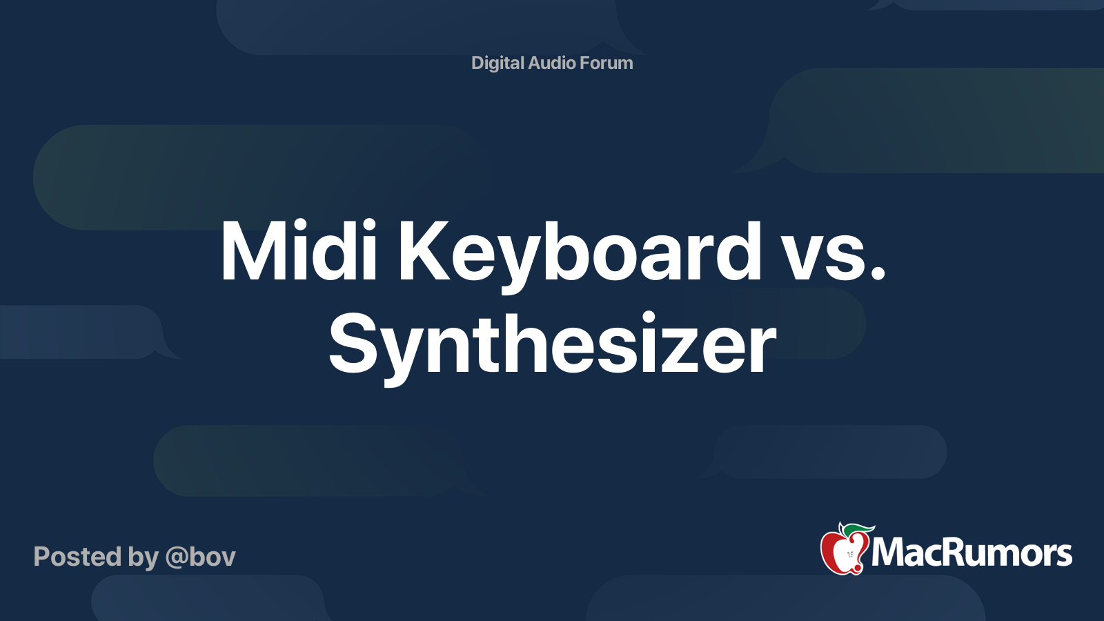 Midi Keyboard vs. Synthesizer MacRumors Forums