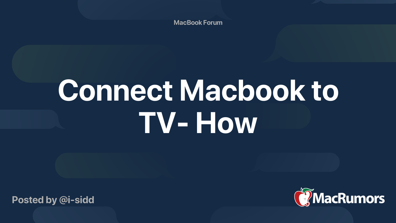 Connect Macbook to TV How MacRumors Forums