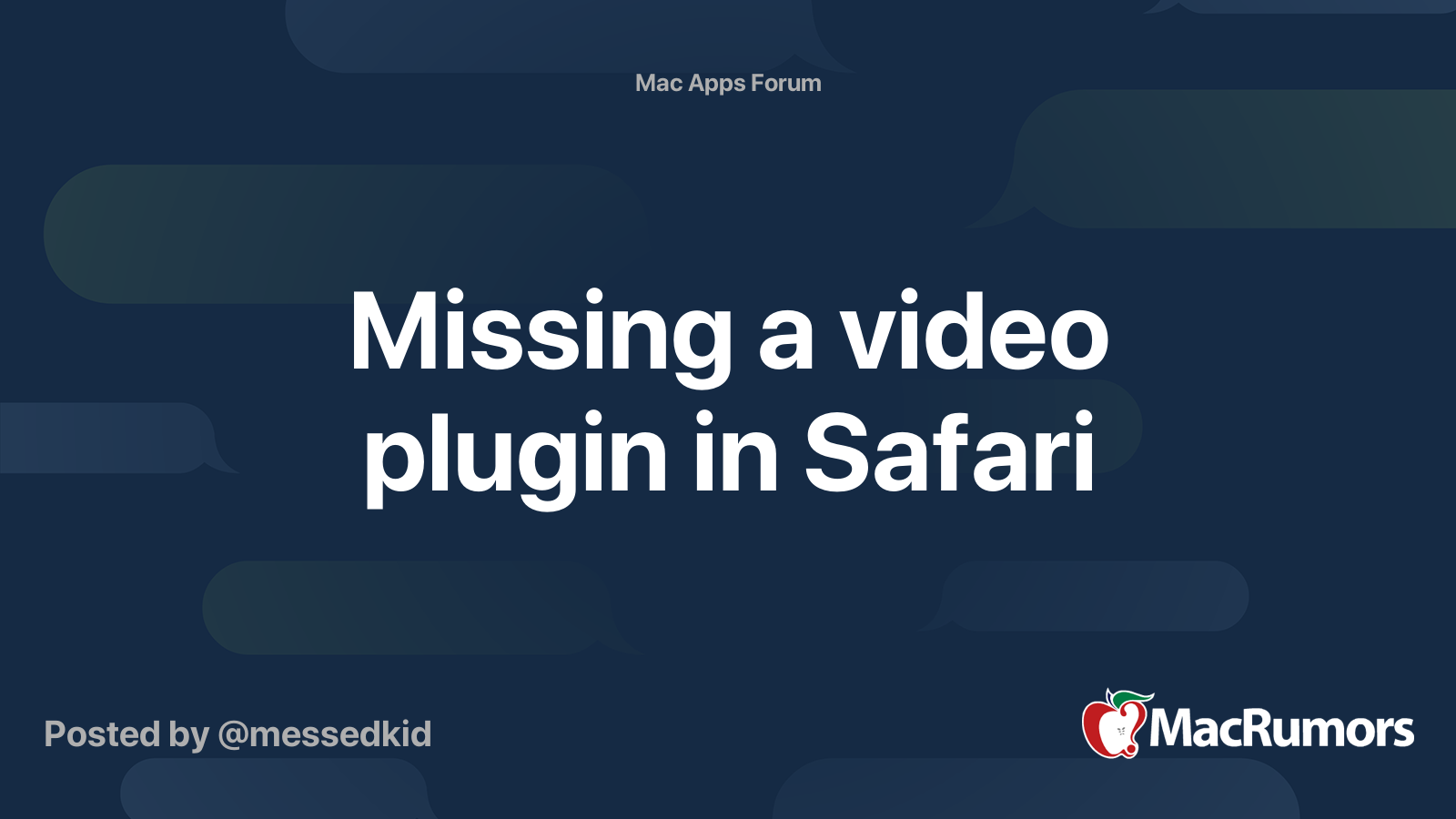 Missing a video plugin in Safari MacRumors Forums