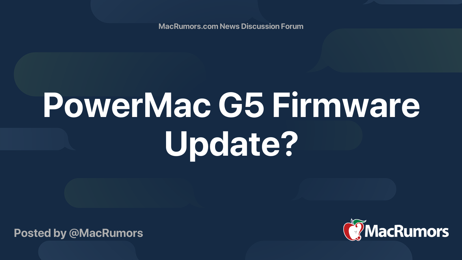 PowerMac G5 Firmware Update? MacRumors Forums