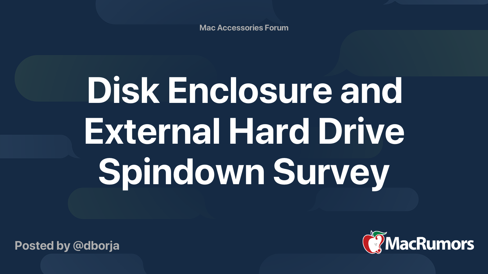 Disk Enclosure and External Hard Drive Spindown Survey | MacRumors Forums