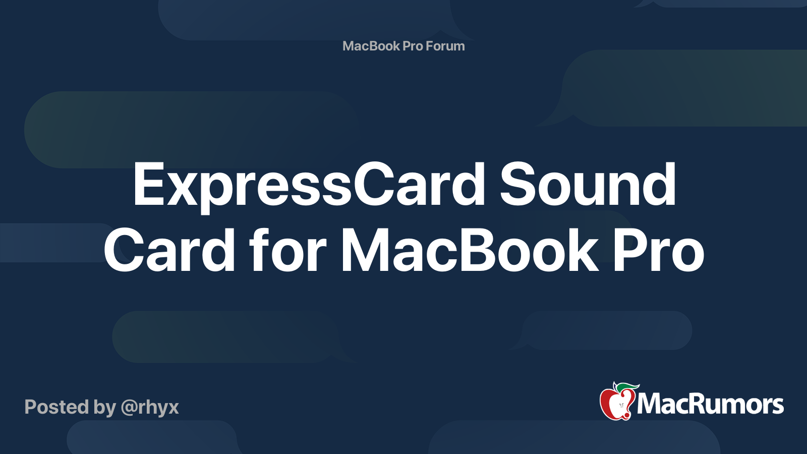 ExpressCard Sound Card for MacBook Pro MacRumors Forums