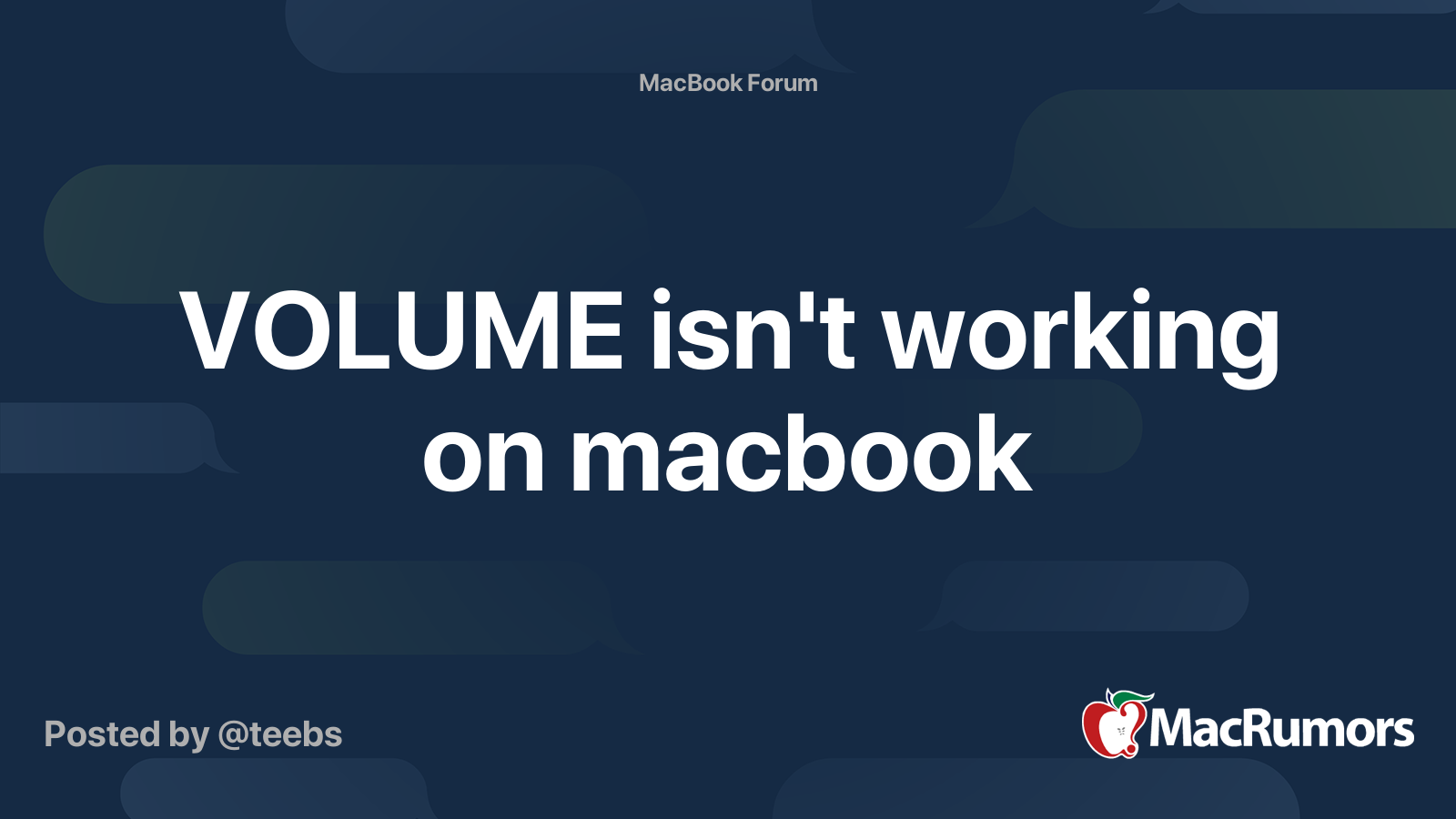 VOLUME isn't working on macbook | MacRumors Forums