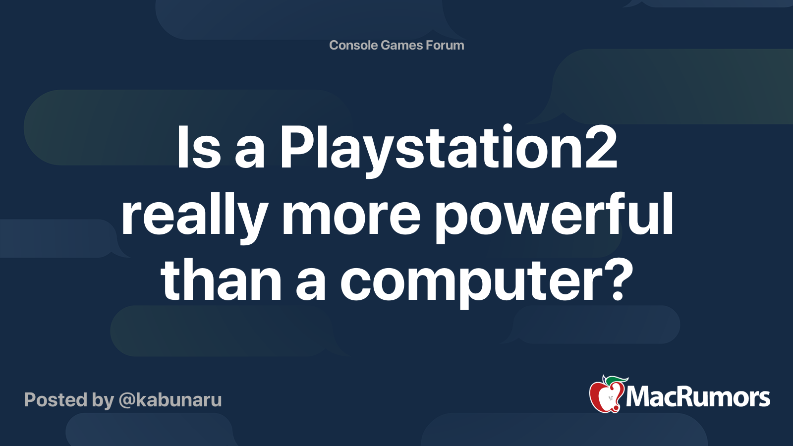 a Playstation2 really more powerful a MacRumors Forums
