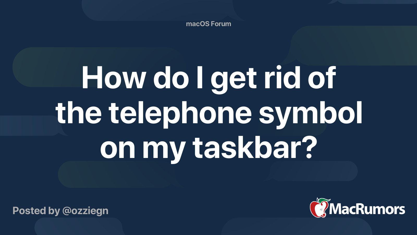 How do I get rid of the telephone symbol on my taskbar? MacRumors Forums