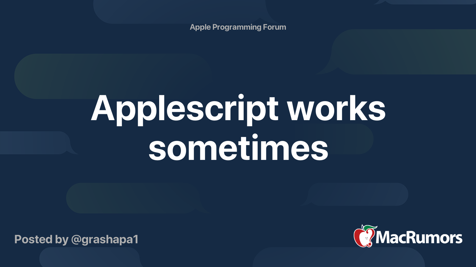 Applescript works sometimes | MacRumors Forums