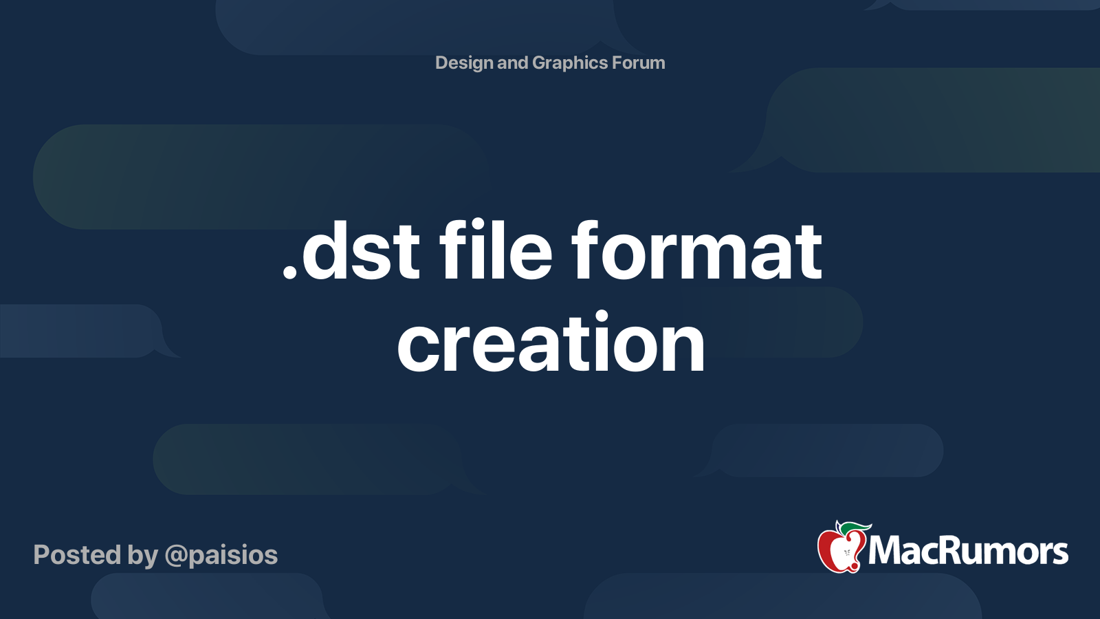 .dst file format creation MacRumors Forums