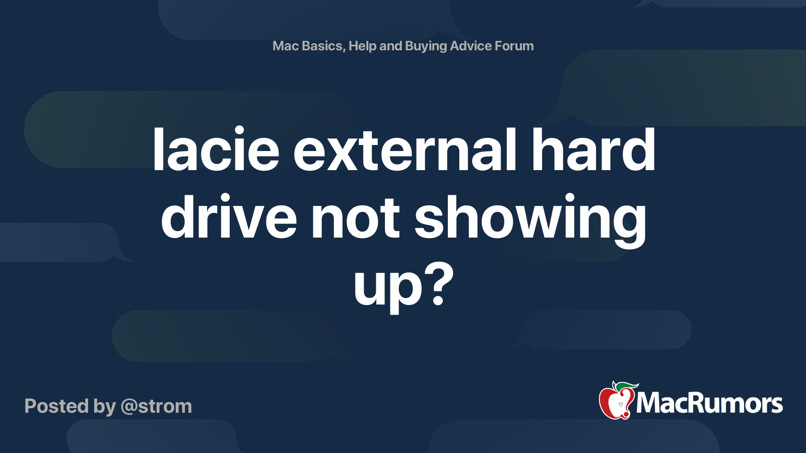 lacie external hard drive not showing up? MacRumors Forums