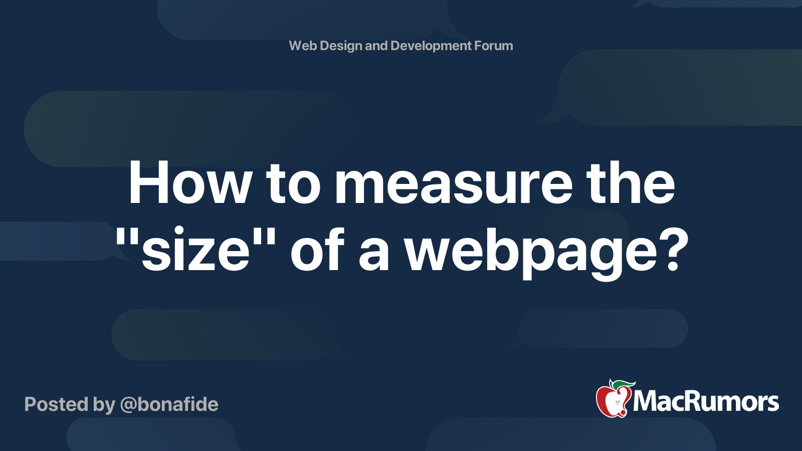 How to measure the "size" of a webpage? MacRumors Forums