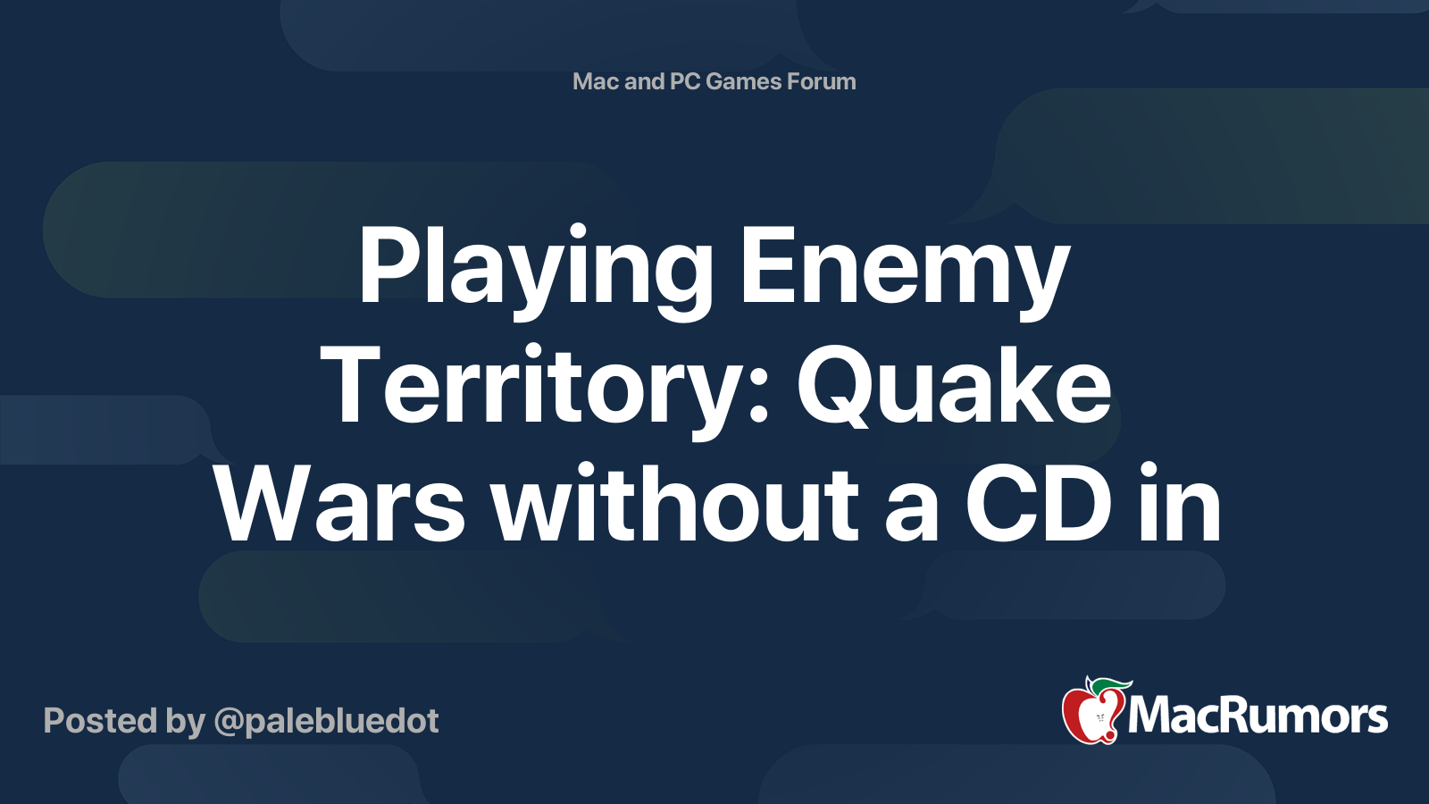 Playing Enemy Territory Quake Wars Without A Cd In Macrumors Forums