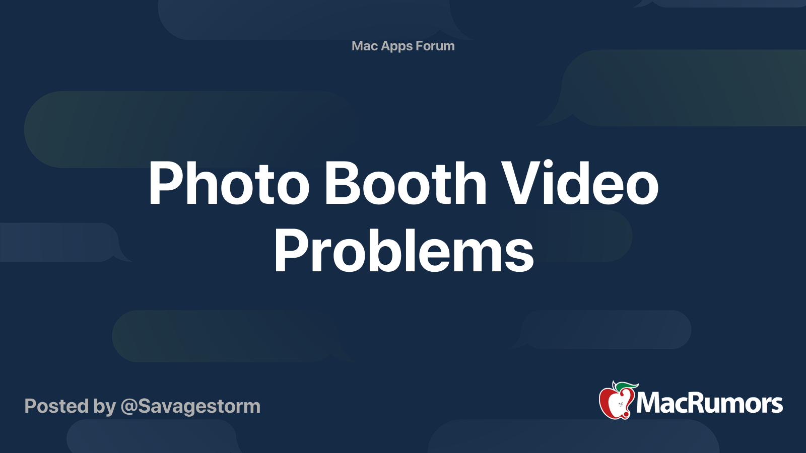 Photo Booth Video Problems Macrumors Forums