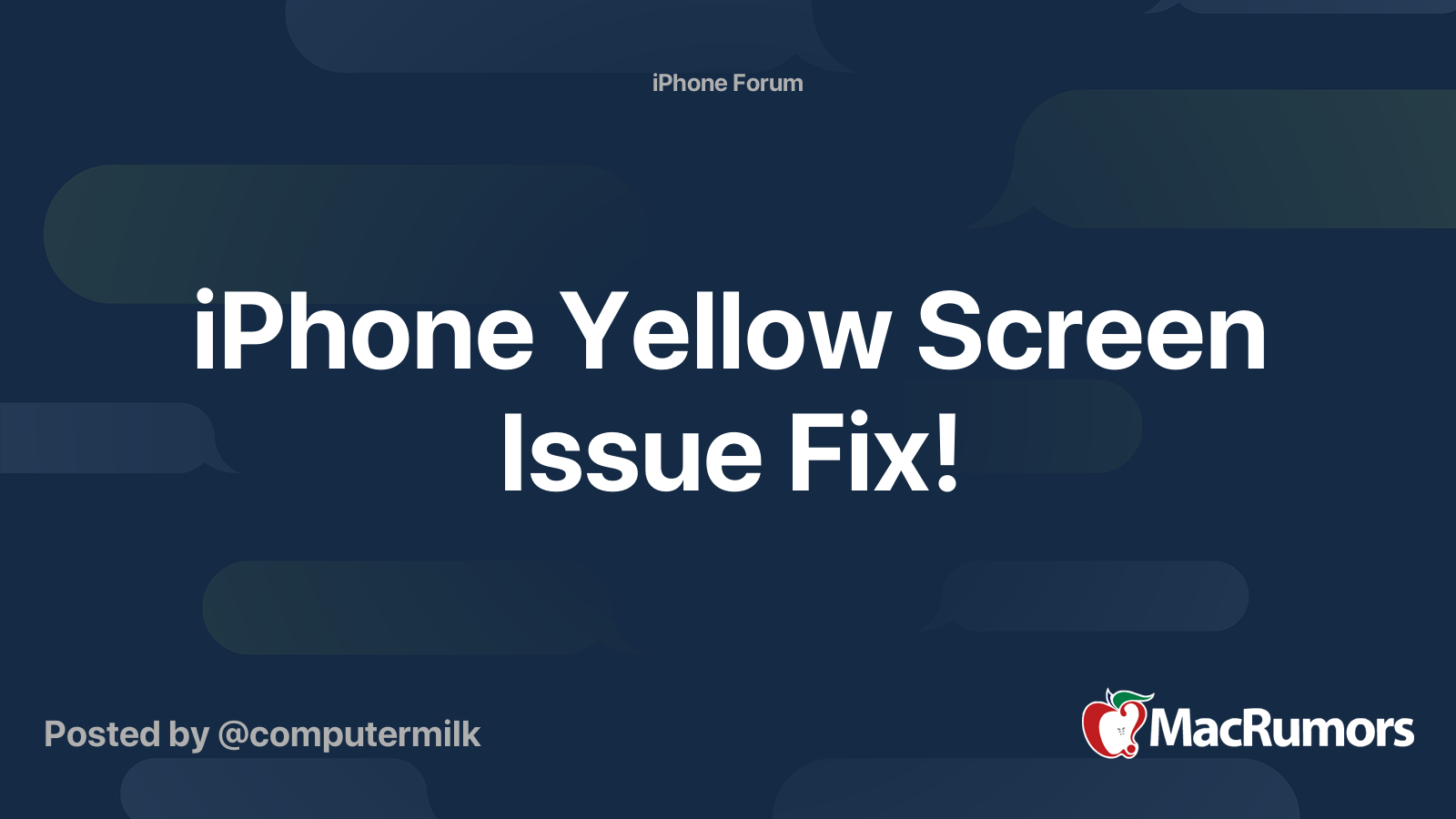 iPhone Yellow Screen Issue Fix! MacRumors Forums