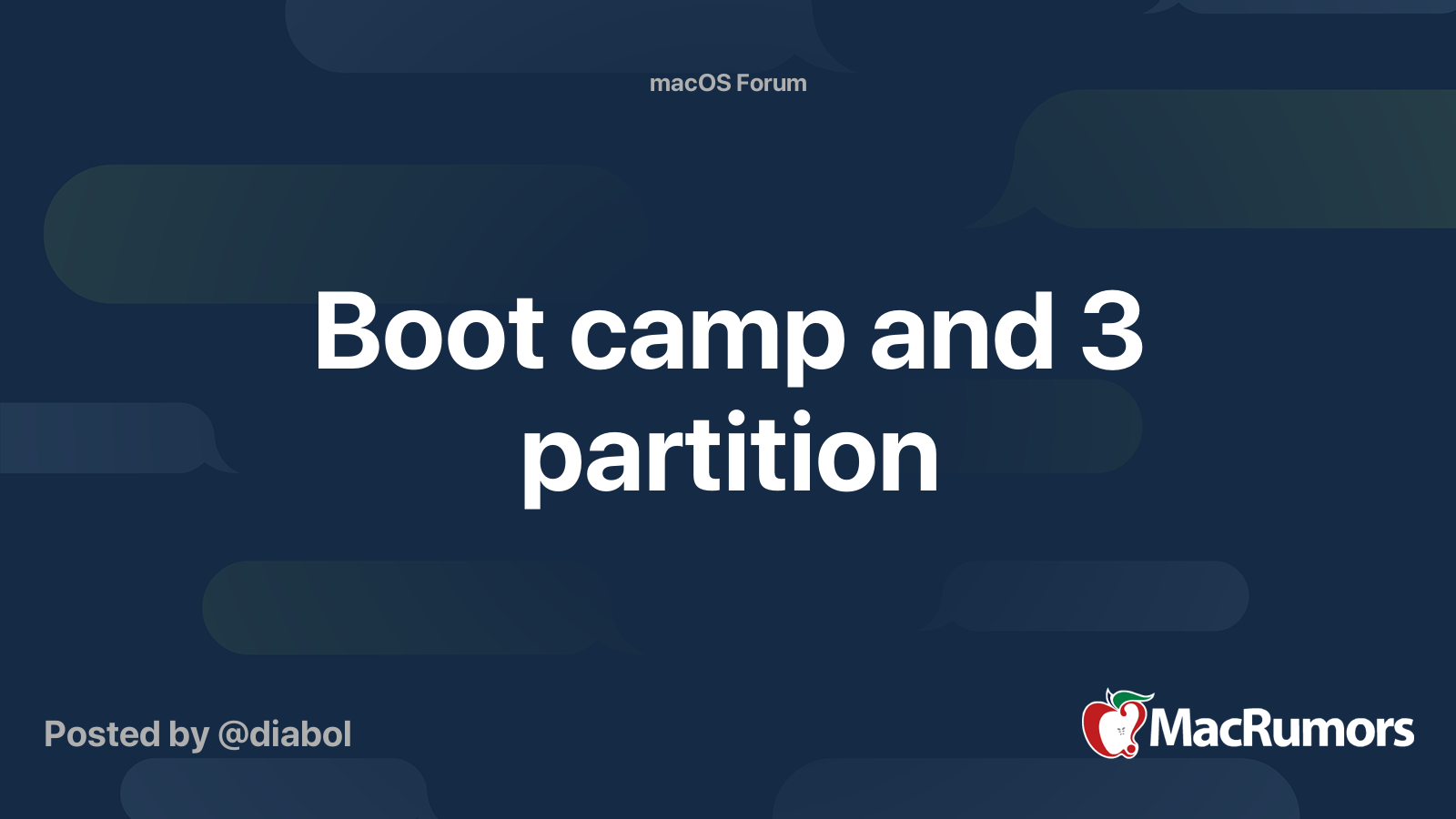 Boot camp and 3 partition MacRumors Forums