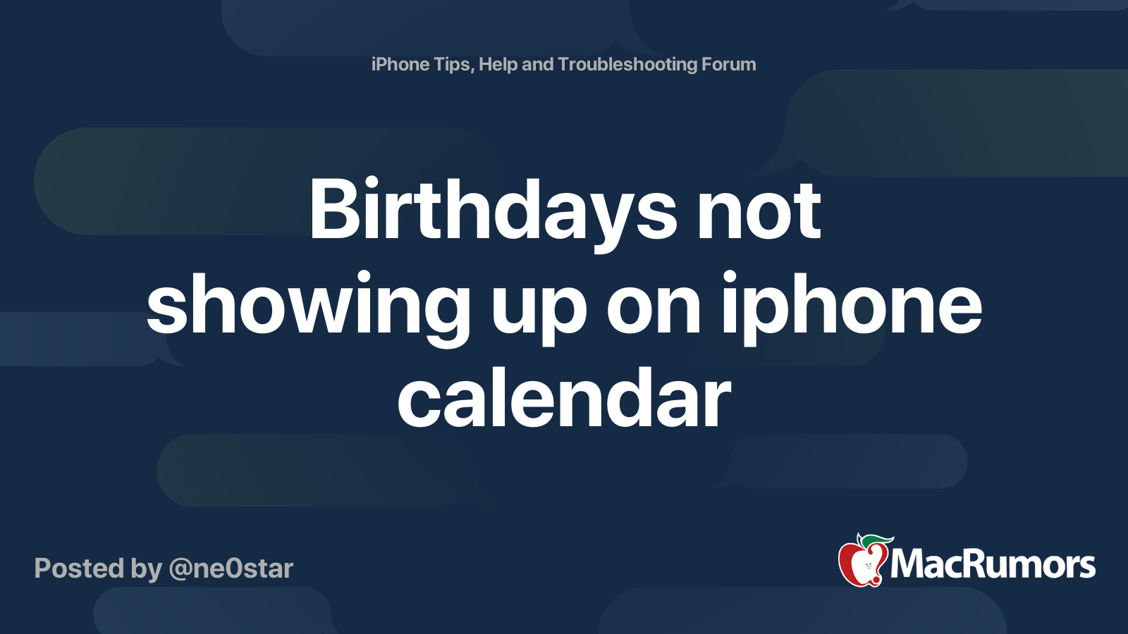 Birthdays not showing up on iphone calendar MacRumors Forums