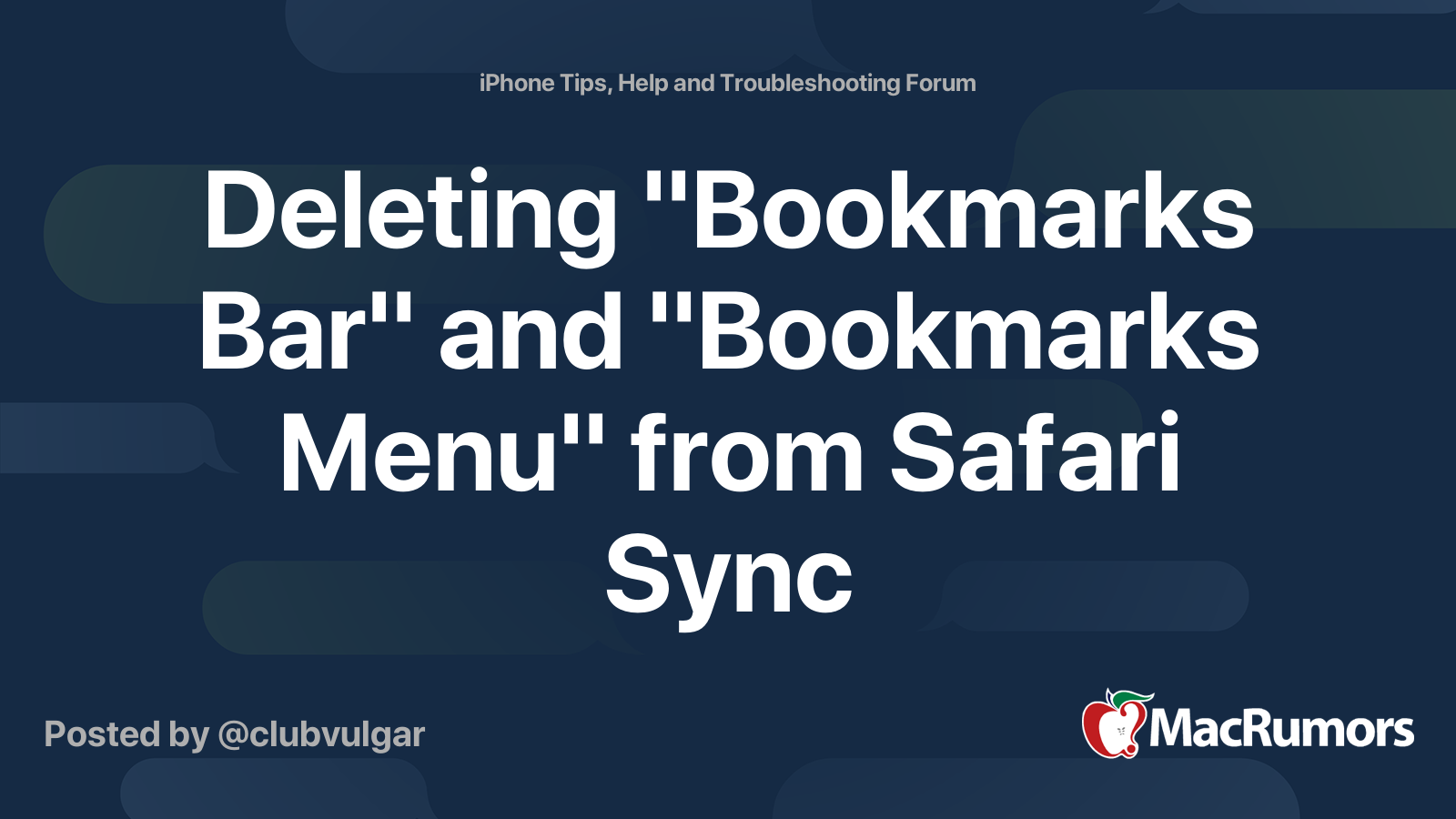 Deleting "Bookmarks Bar" and "Bookmarks Menu" from Safari Sync