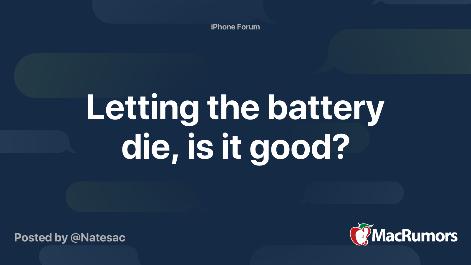 Letting the battery die, is it good? MacRumors Forums