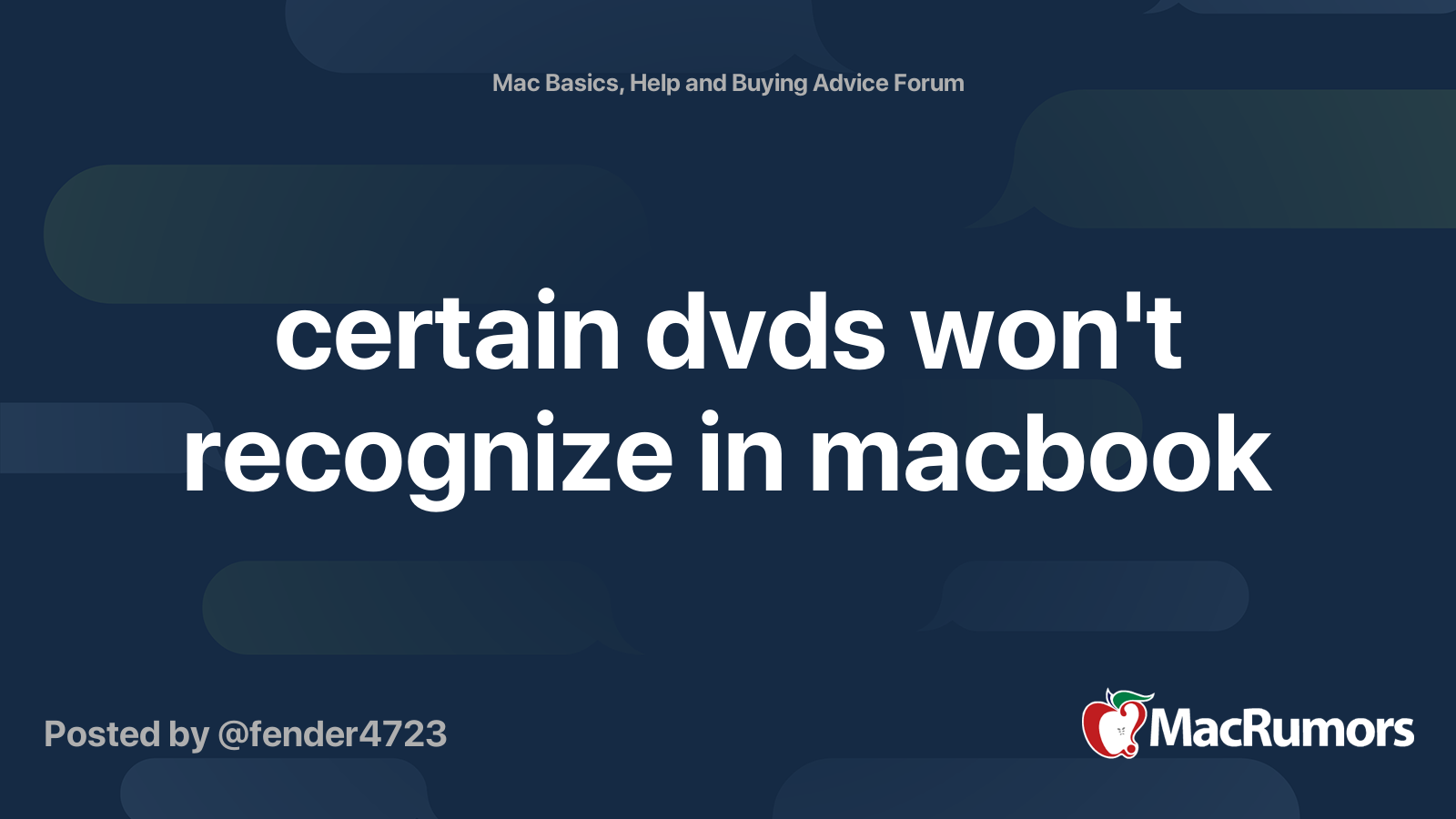 certain dvds won't recognize in macbook MacRumors Forums
