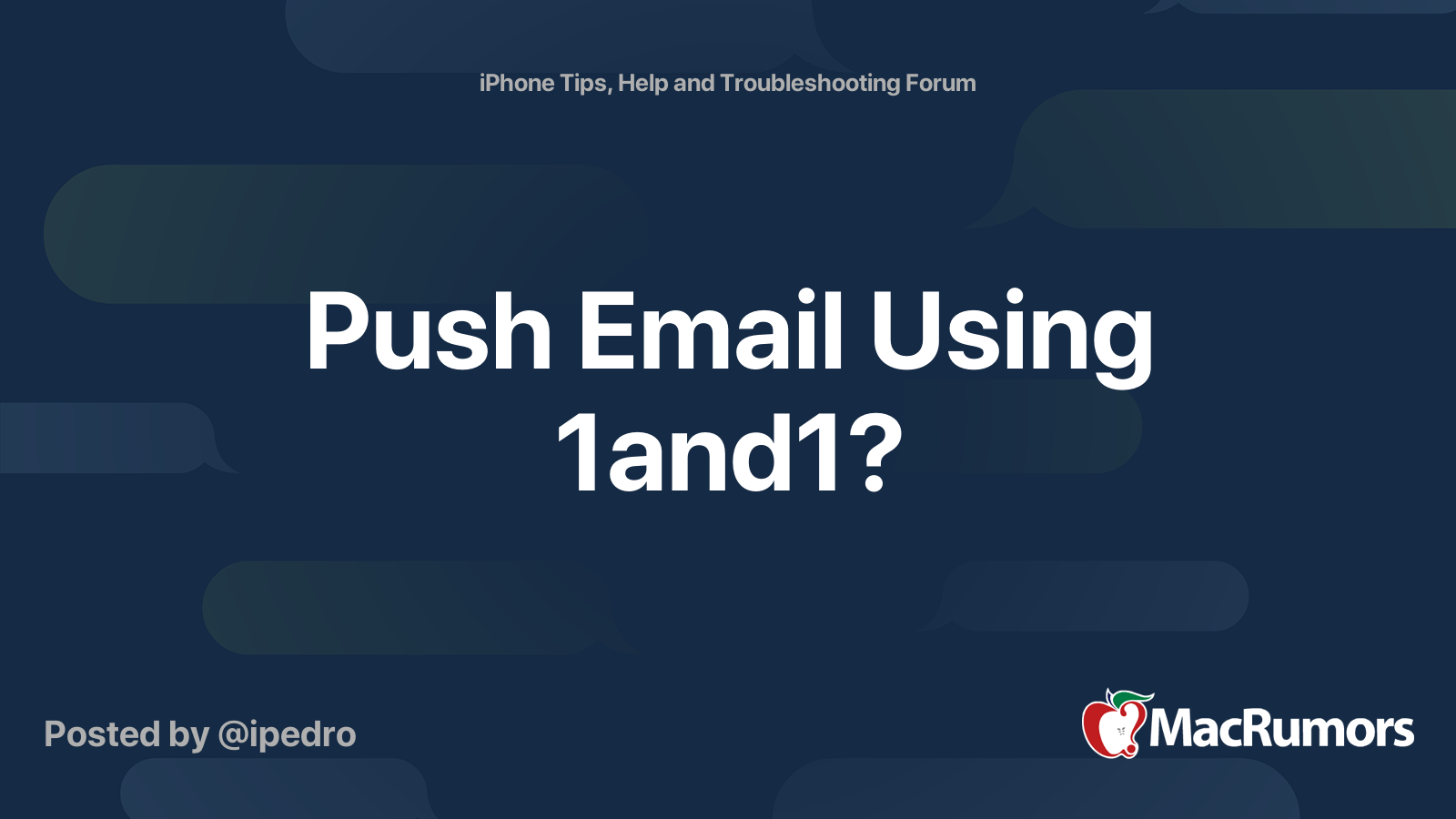 Push Email Using 1and1? MacRumors Forums