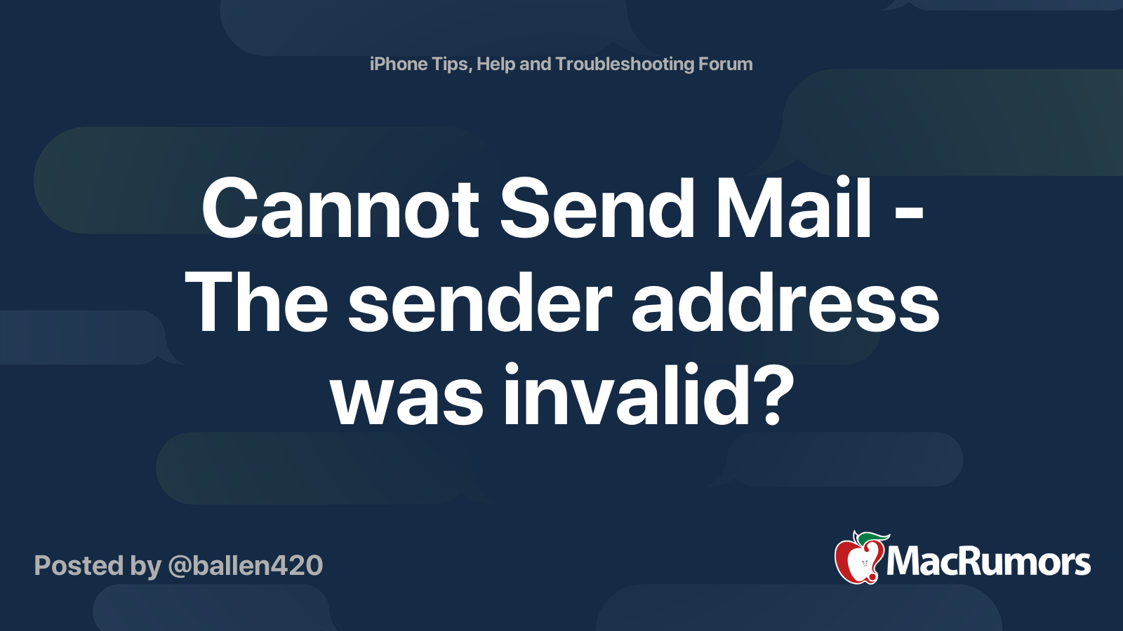 iphone mail cannot send mail the sender address was invalid