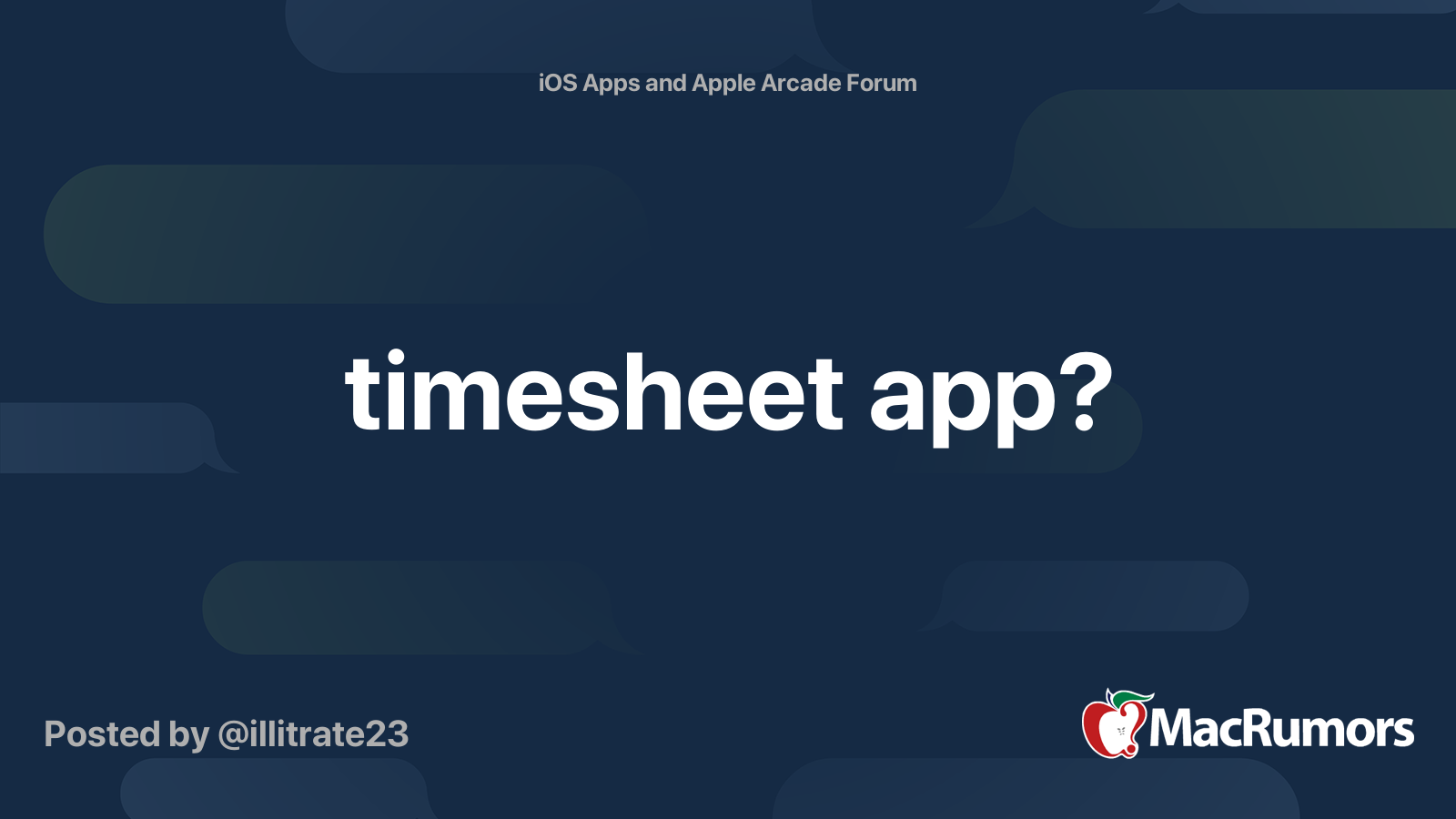 timesheet app? | MacRumors Forums
